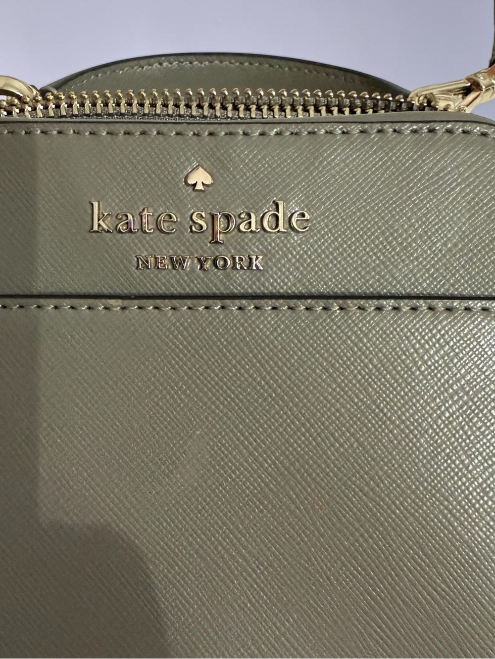 Kate Spade New York Taupe/gray Saffiano Leather Crossbody Satchel Zip Top Purse